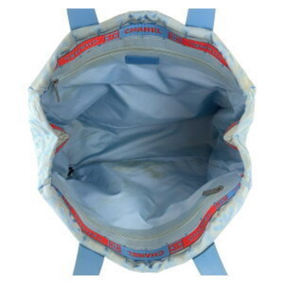 CHANEL Travel Line Blue Nylon Leather Tote Bag Neutra - Picture 3 of 9